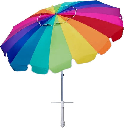 7.5Ft Heavy Duty Beach Umbrella UV 50 Protection Tilt