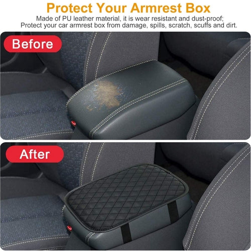 1Pc Car Armrest Pad Cover PU Leather Auto Center Console Seat Box