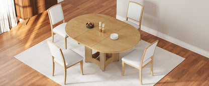 Farmhouse Extendable Round Dining Table Set for 4, 5-Piece Kitchen