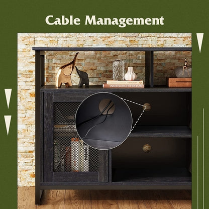 55 Inch TV Stand With Storage Console Industrial Farmhouse