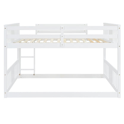 Full Over Full Bunk Bed with Ladder, White