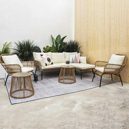 6PCS Outdoor Patio Balcony Natural Color Wicker Sofa Chair Set with