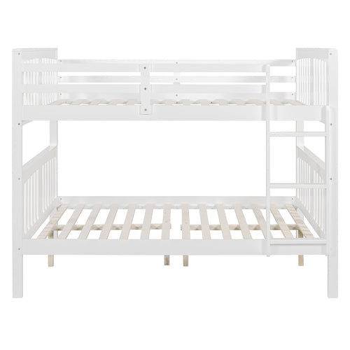 Full over Full Bunk Bed with Ladder for Bedroom, Guest Room Furniture