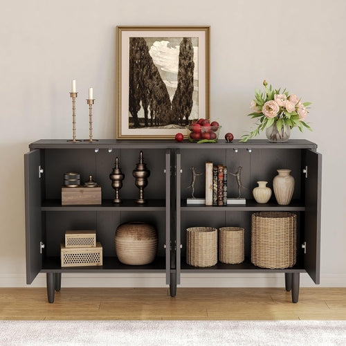 Modern 59-Inch Walnut Sideboard Buffet Table With Storage