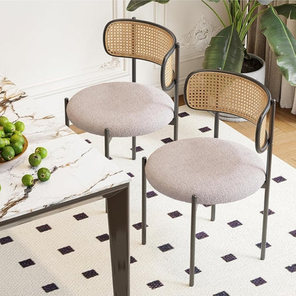 Gray Rattan Back Mid Century Dining Chairs Set Of 2