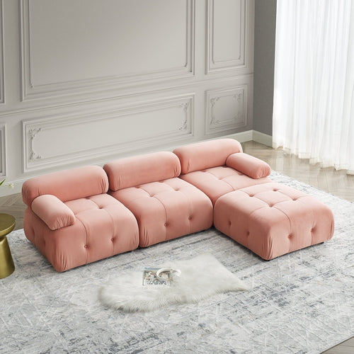 Modular Sectional Sofa, Button Tufted Design with DIY L-Shaped Layout,