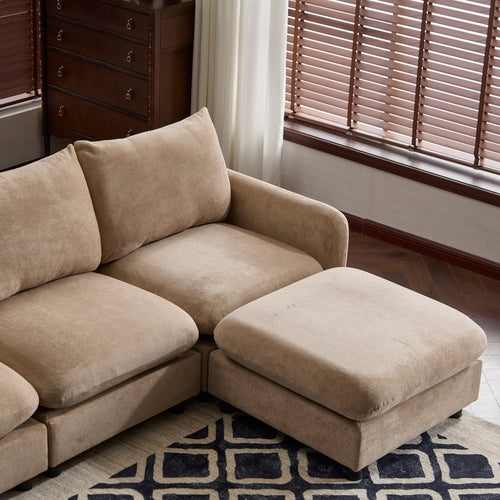 Modular Velvet Sectional Sofa Corner Chair – Convertible Upholstered