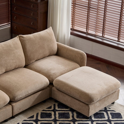 Modular Velvet Sectional Sofa Corner Chair – Convertible Upholstered