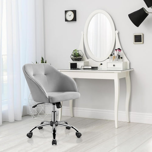 Velvet Desk Chair, Makeup Vanity Chair with Adjustable Tilt Angle,