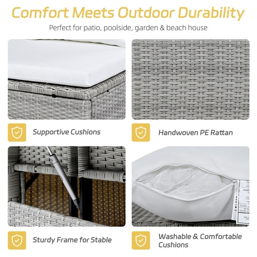 5-Piece Outdoor Patio Rattan Sofa Set, Sectional PE Wicker L-Shaped