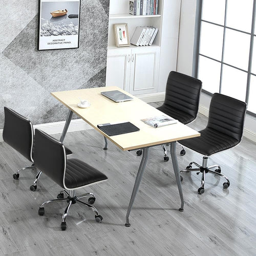Adjustable Armless PU Leather Office Chair Swivel Black