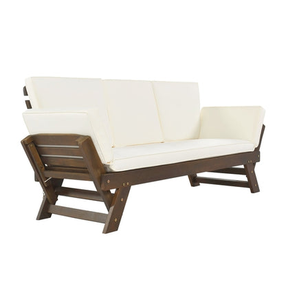 Outdoor Adjustable Patio Wooden Daybed Sofa Chaise Lounge with