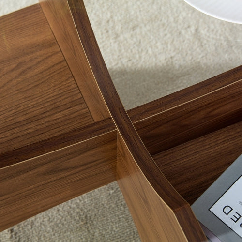 Oval Glass Coffee Table – 41.3" Modern Tempered Glass Table,