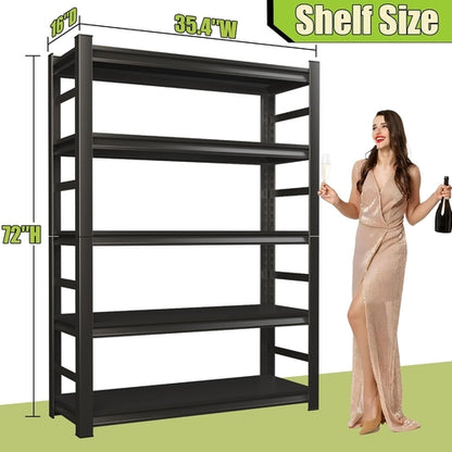Book Shelf, 5 Tier Metal Wide Book Shelves, Heavy Duty Bookcase,