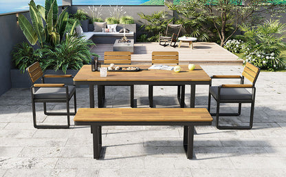 6-Piece Outdoor Dining Set, Acacia Wood, 1 Table with 4 Chairs & 1