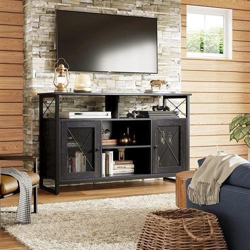 55 Inch TV Stand With Storage Console Industrial Farmhouse