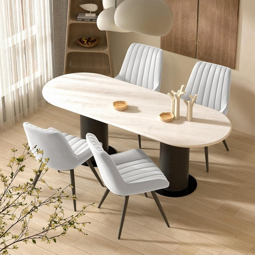 White Upholstered Dining Chairs With Thick Cushions