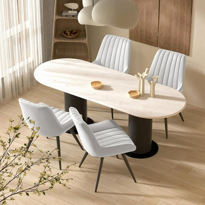 White Upholstered Dining Chairs With Thick Cushions