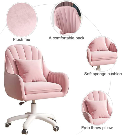 Velvet Home Office Chair With Tufted Mid Back And Height Adjustment