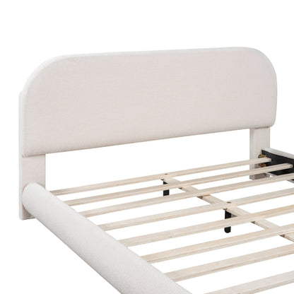Teddy Fleece Upholstered Platform Bed with Thick Fabric, Solid Frame