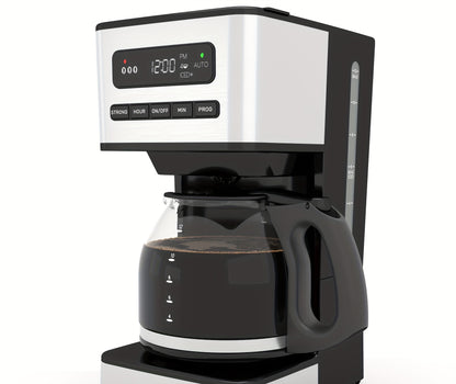 12-Cup Programmable Coffee Maker, Regular And Strong Brew Drip Coffee Machine, 1-4 Cup And Iced Coffee Setting, 24H Timer, Auto Shut-Off, Keep Warm, Pause And Serve