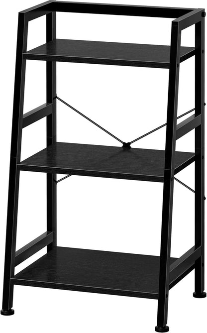 3 Tier Bookshelf Black Steel Frame For Living Room