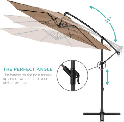 10Ft Offset Hanging Market Patio Umbrella W/Easy Tilt Adjustment,