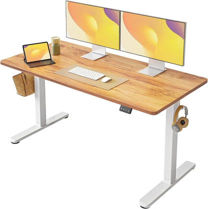 Electric Standing Desk 55x24 Height Adjustable Light Brown