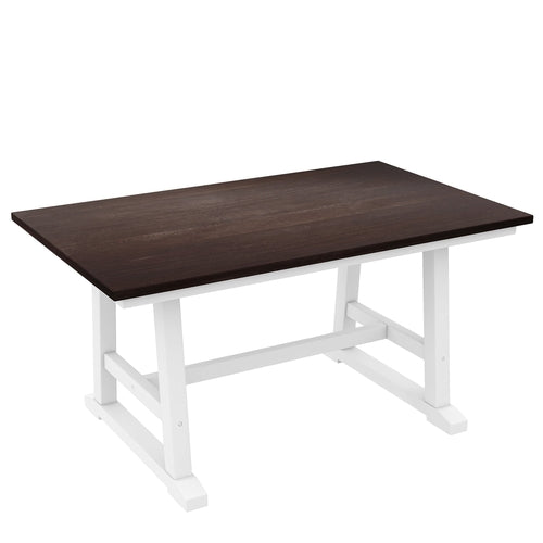 6-Piece Wood Dining Table Set with Long Bench and 4 Dining Chairs,