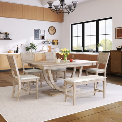 TOPMAx 6- Piece Wood Half Round Dining Table Set Kitchen Table Set