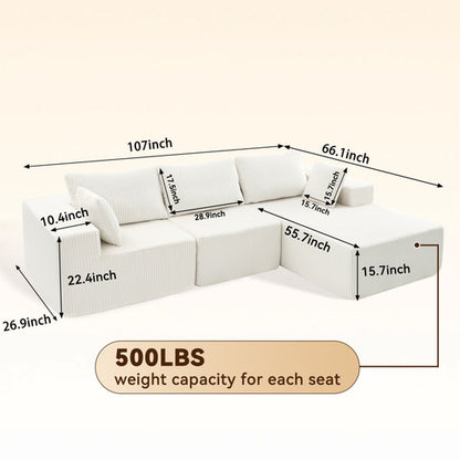108-inch Modular Combination Sofa, Modern Modular L-shaped Sofa With A