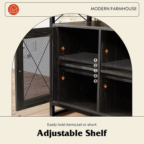 55 Inch TV Stand With Storage Console Industrial Farmhouse