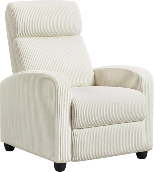 Beige Corduroy Recliner Chair Adjustable For Living Room Home Theater