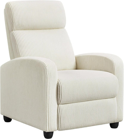 Beige Corduroy Recliner Chair Adjustable For Living Room Home Theater
