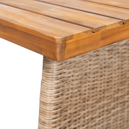 Outdoor Acacia Wood Dining Table, Teak Finish with Wicker