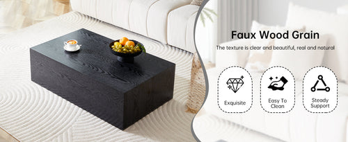 Modern Coffee Table – 39.3" Rectangular Accent Table with Textured