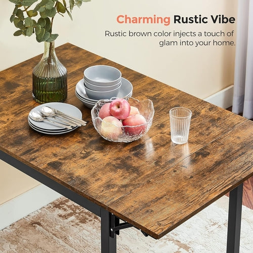 Folding Dining Table Drop Leaf Extendable Brown For Small Spaces Seats