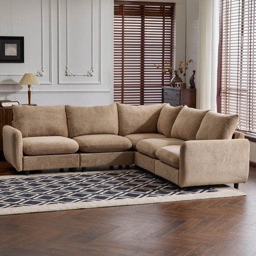 Modular Velvet Sectional Sofa Corner Chair – Convertible Upholstered