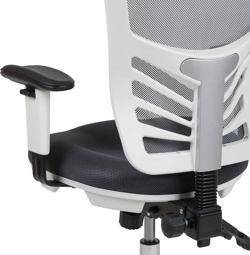 Nicholas Gray And White Mesh Mid Back Swivel Office Chair With