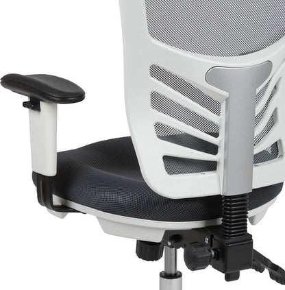 Nicholas Gray And White Mesh Mid Back Swivel Office Chair With