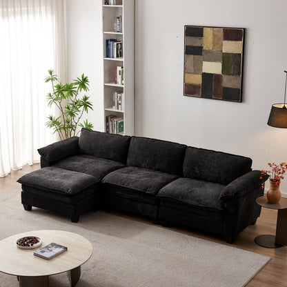 Living Room Furniture Sofa Luxury Couch with Ottoman Soft Chenille
