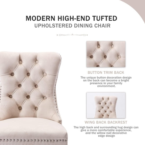 Velvet Dining Chairs Set of 6, Tufted Dining Room Chairs with Button