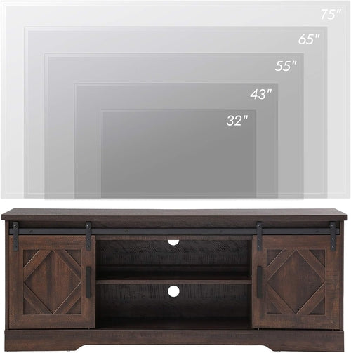 Rustic Sliding Barn Door TV Stand For 65 Inch TVs Console