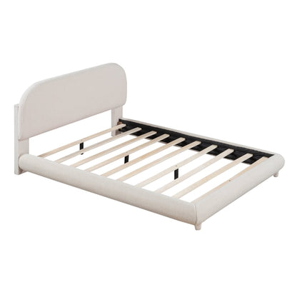 Teddy Fleece Upholstered Platform Bed with Thick Fabric, Solid Frame