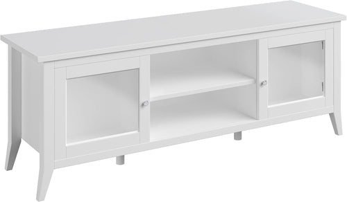 55 Inch TV Stand White With Storage Shelves And Cubbies