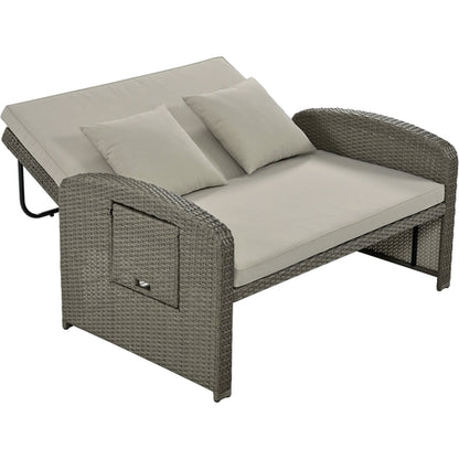Outdoor Chaise Lounge Rattan White with Adjustable Design for Patio,