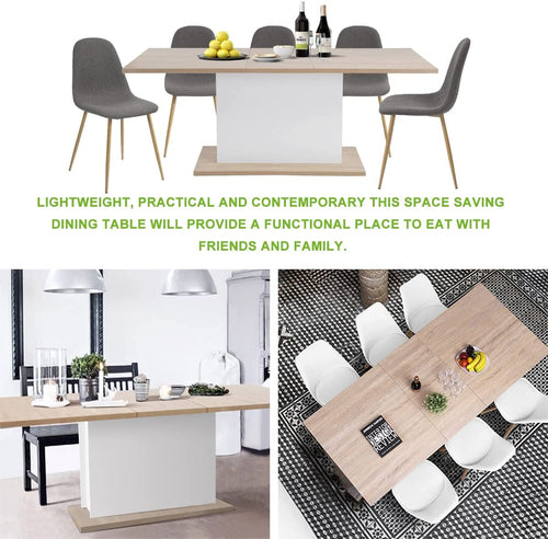 Extensible Dining Table for 4-8P, Wooden Top