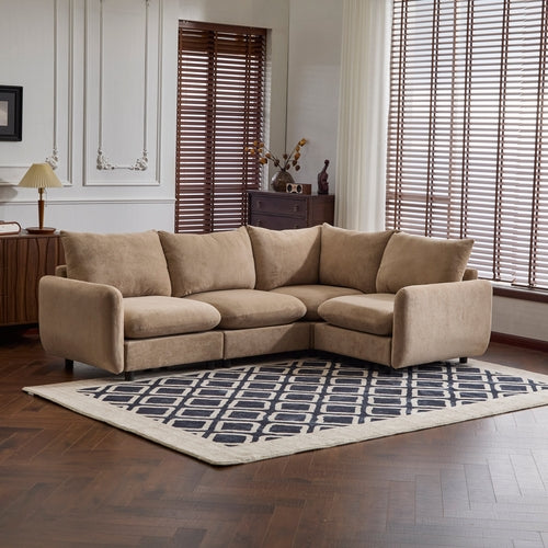 Modular Velvet Sectional Sofa Corner Chair – Convertible Upholstered