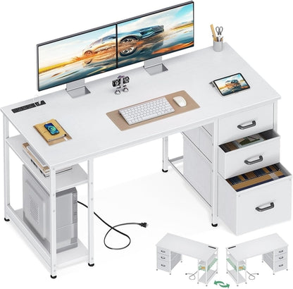 51 Inch Computer Desk With USB Outlets For Home Office