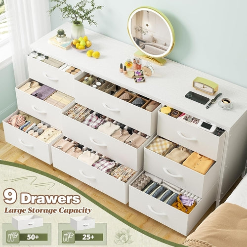 Dresser TV Stand with 9 Drawers for 60'' TV Stand for Bedroom Long